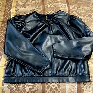 Express, faux leather, LS, puff shoulder shirt. Size M. Excellent condition